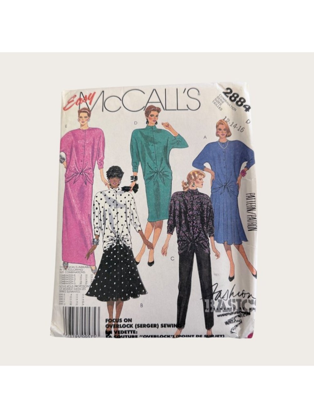 Vintage 1980s McCalls Sewing Pattern 2884 Misses Top Skirt Pants Size 12-16